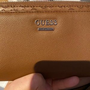 brown trendy guess wallet